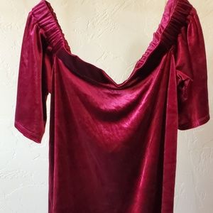GB Juniors Velvet Off the Shoulder Red Dress